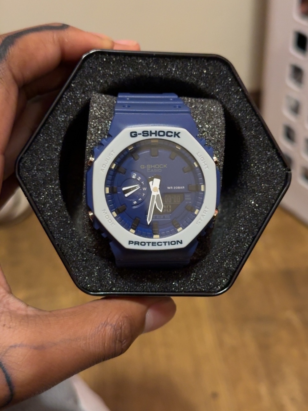 G-Shock Blue and White Resin Sport Watch